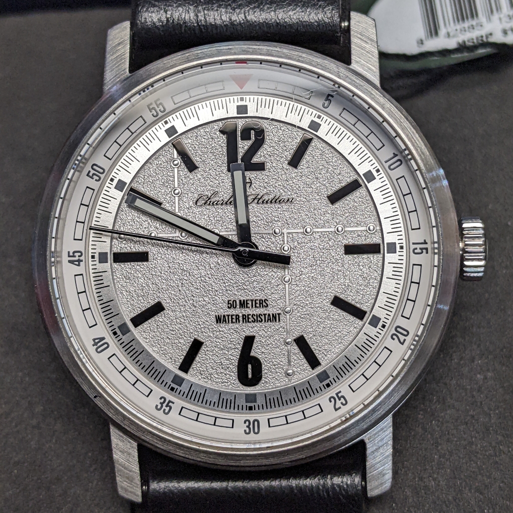 Charlies Silver Dial Watch With Black Leather Strap